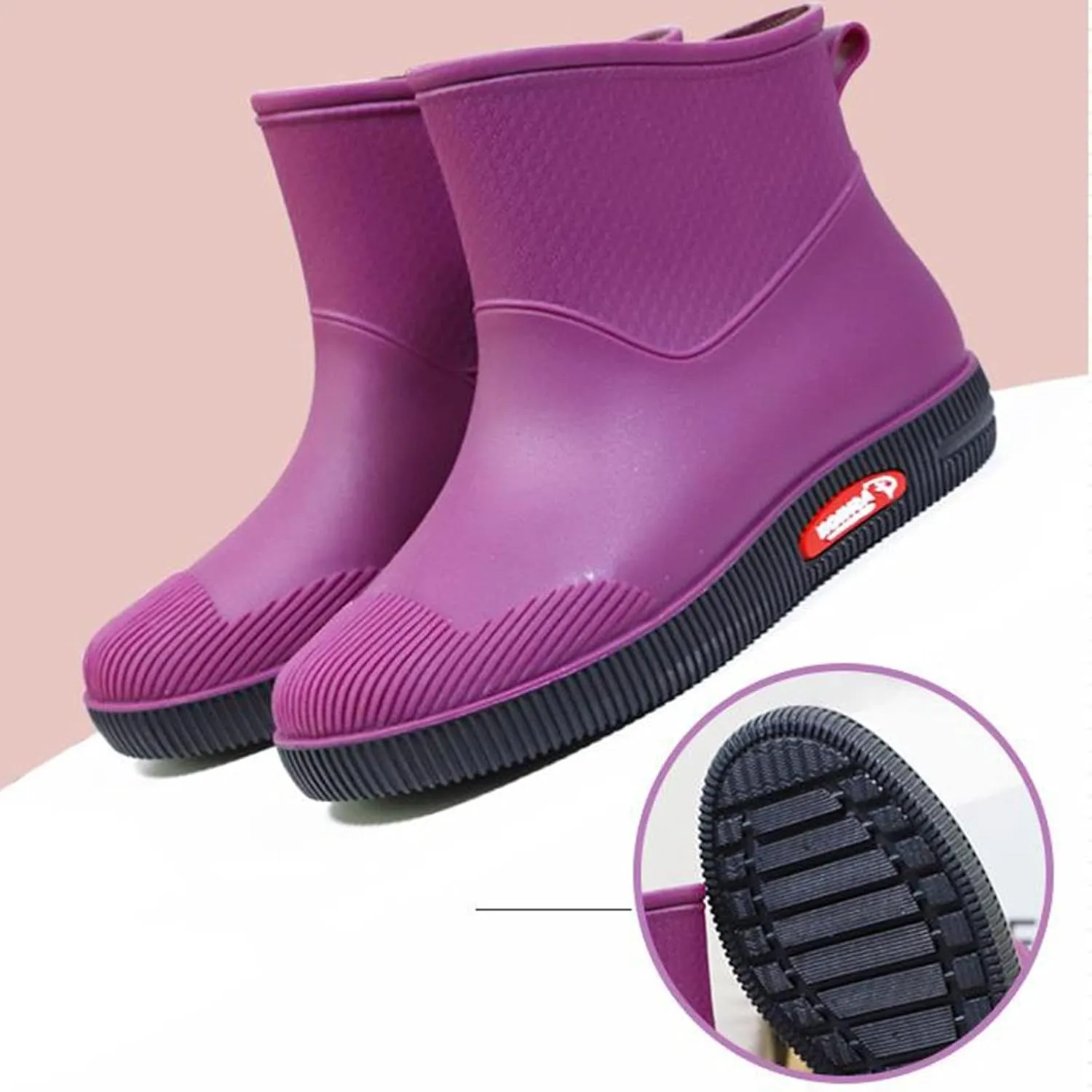 Rain Boots Women Wide Feet Mens Grounded Footwear Booties with Heel Slip On Barefoot Shoes Mens Rain Boots Slip On Non-Slip Rubber Waterproof Mens Boots Casual