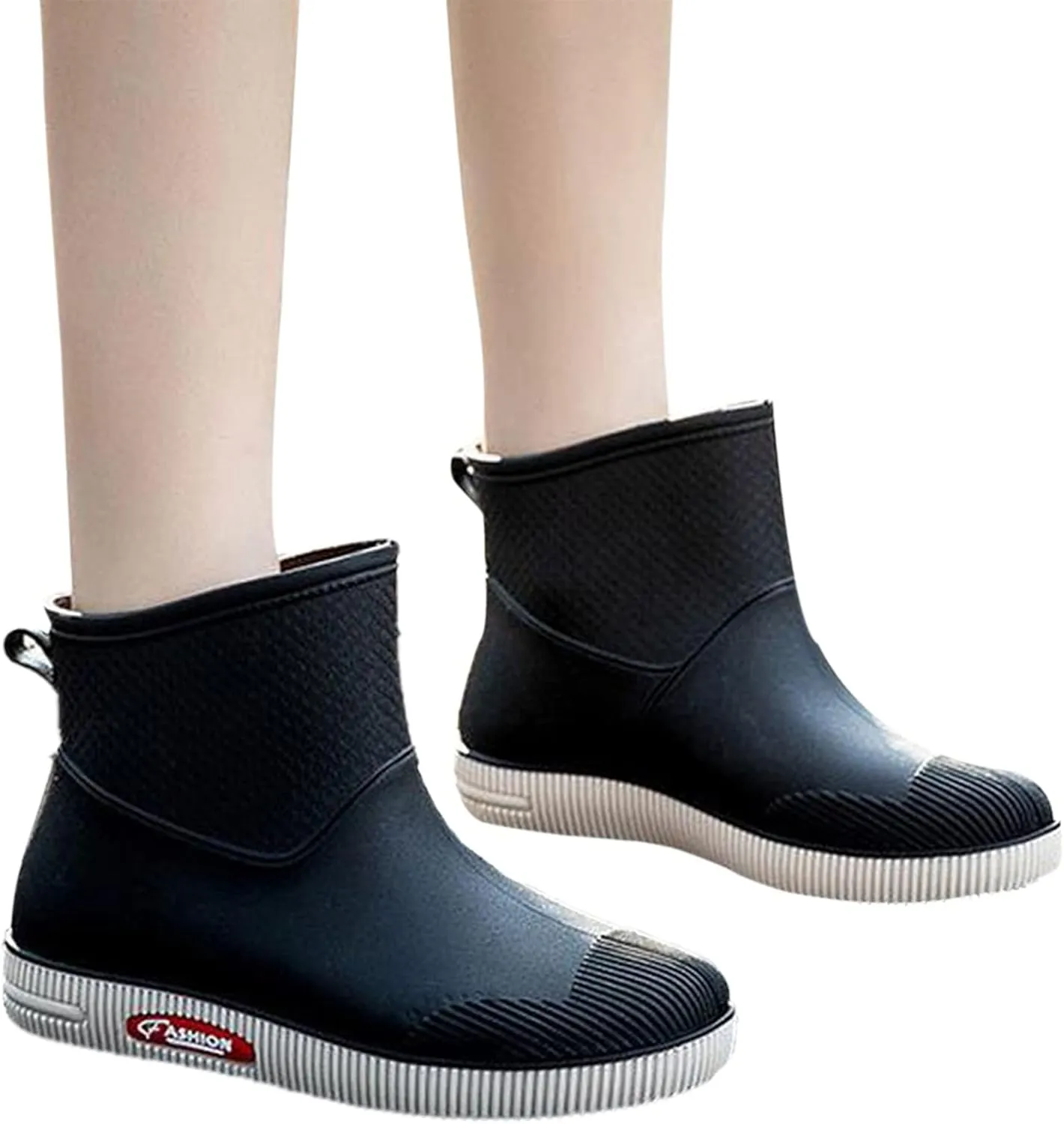 Rain Boots Women Wide Feet Mens Grounded Footwear Booties with Heel Slip On Barefoot Shoes Mens Rain Boots Slip On Non-Slip Rubber Waterproof Mens Boots Casual