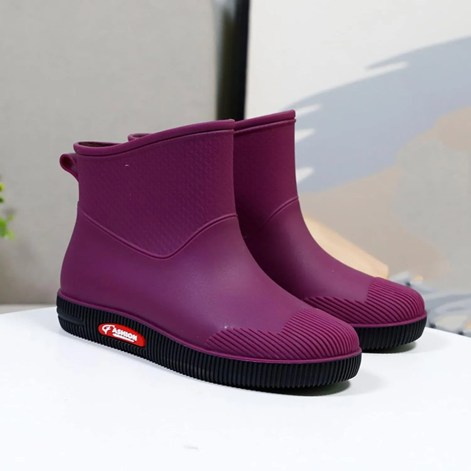 Rain Boots Women Wide Feet Mens Grounded Footwear Booties with Heel Slip On Barefoot Shoes Mens Rain Boots Slip On Non-Slip Rubber Waterproof Mens Boots Casual