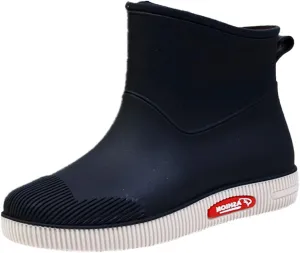 Rain Boots Women Wide Feet Mens Grounded Footwear Booties with Heel Slip On Barefoot Shoes Mens Rain Boots Slip On Non-Slip Rubber Waterproof Mens Boots Casual