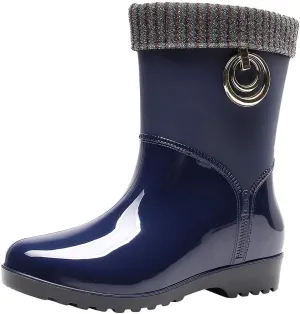 Rain Boots Women Women's Mid Calf Rain Boots Waterproof Anti-Slipping Garden Shoes Outdoor Boot for Hunting Farming