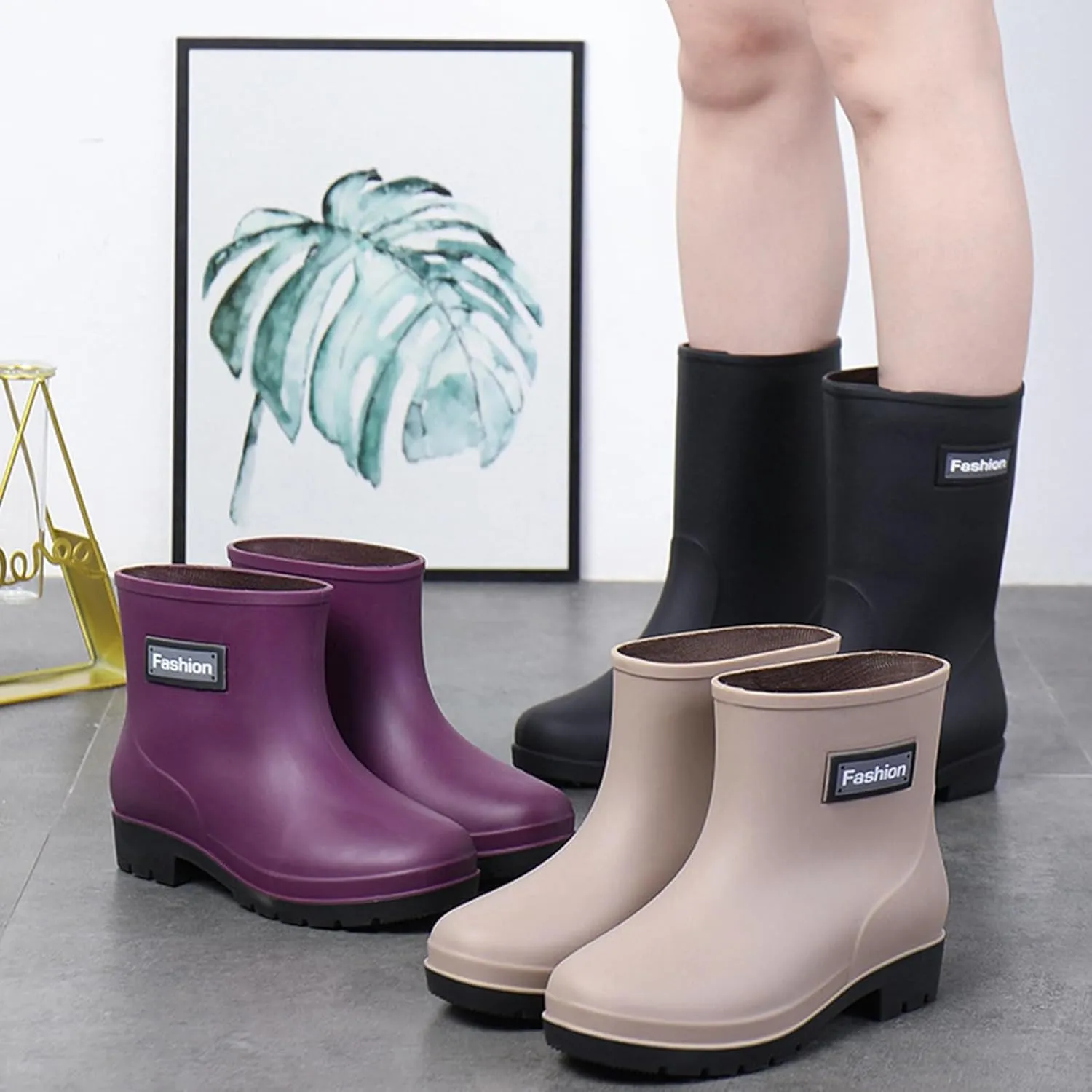Rain Boots Women Women's Short Rain Boots Waterproof Garden Shoes Outdoor Rain Shoes for Hunting Gardening Farming