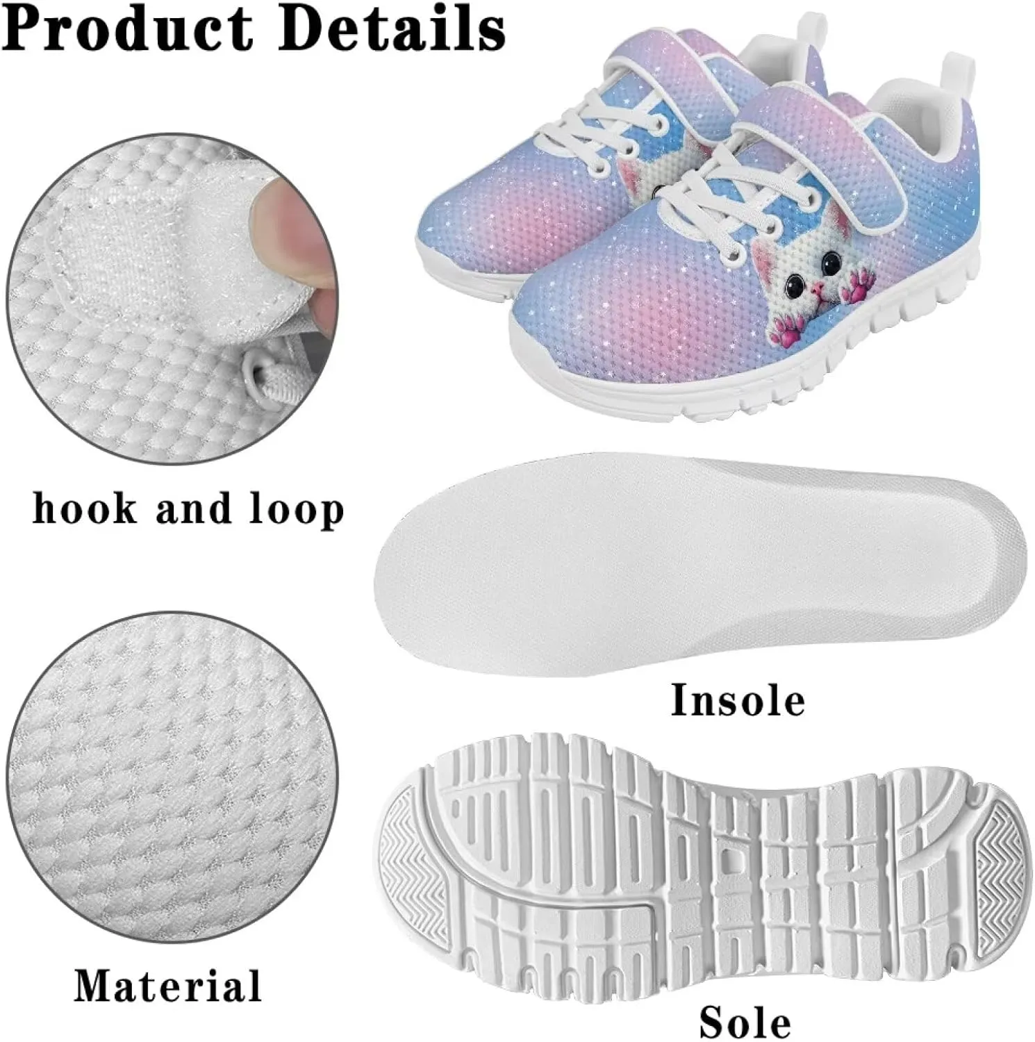 Running Athletic Shoes for Girls Slip On Tennis Shoes Kids Gym Shoes