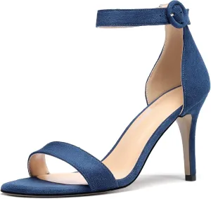 SAMMITOP Women's Open Toe High Heels Ankle Strap Sandals Stilettos Shoes