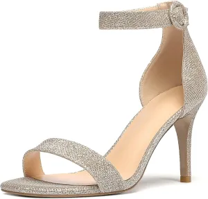 SAMMITOP Women's Open Toe High Heels Ankle Strap Sandals Stilettos Shoes