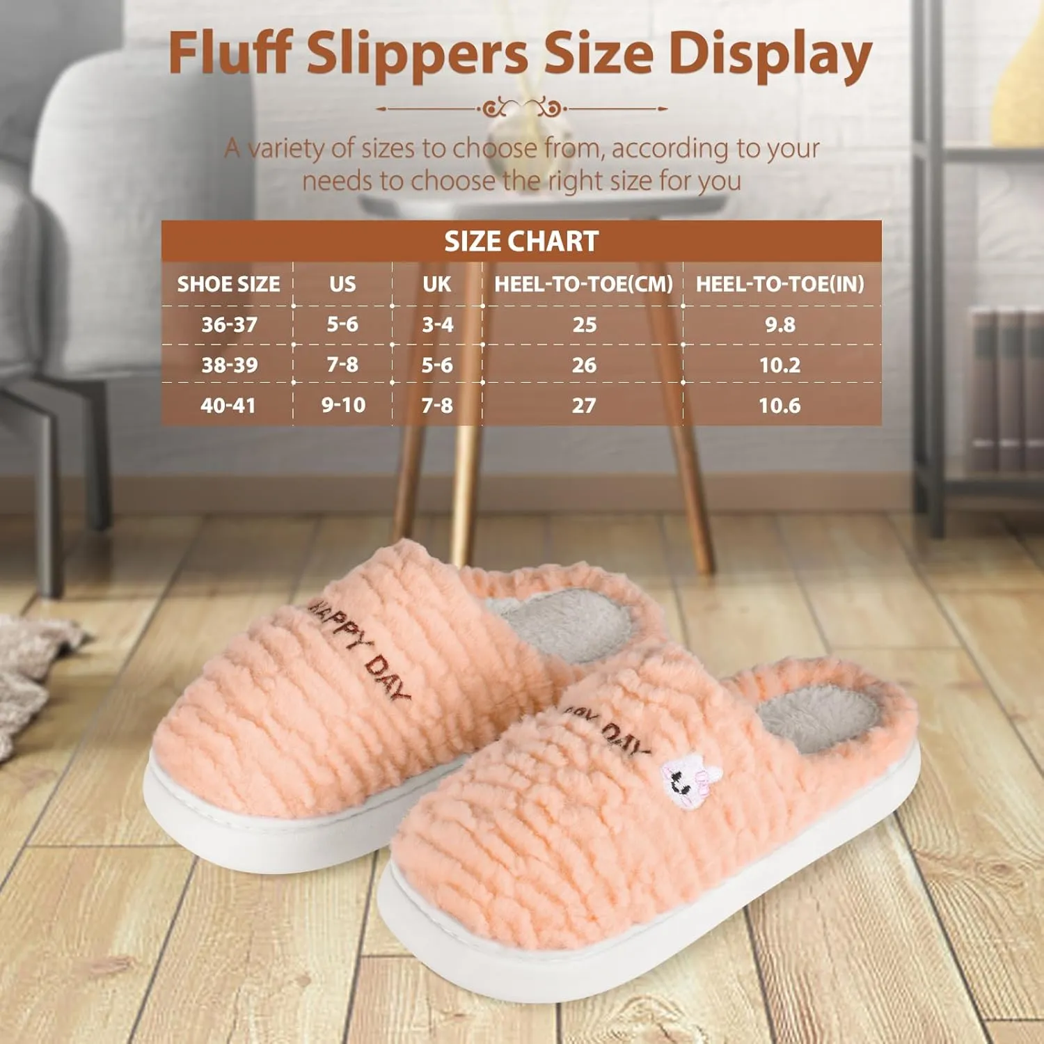 Slippers for Women-Fuzzy Memory Foam Slippers Soft Lightweight Warm Slip On House Slippers,Anti-Skid Cozy Plush for Indoor Outdoor Slipper