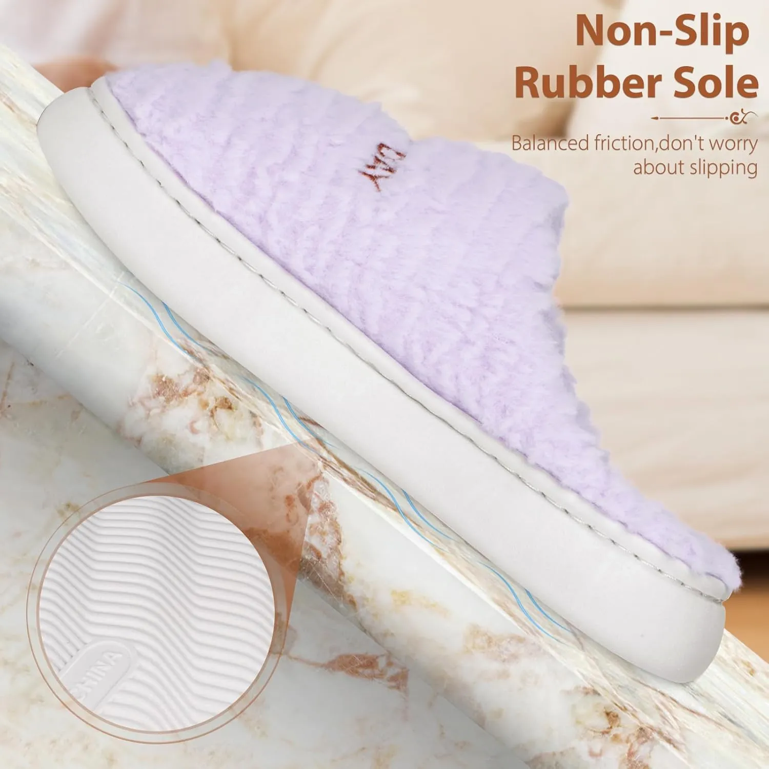 Slippers for Women-Fuzzy Memory Foam Slippers Soft Lightweight Warm Slip On House Slippers,Anti-Skid Cozy Plush for Indoor Outdoor Slipper