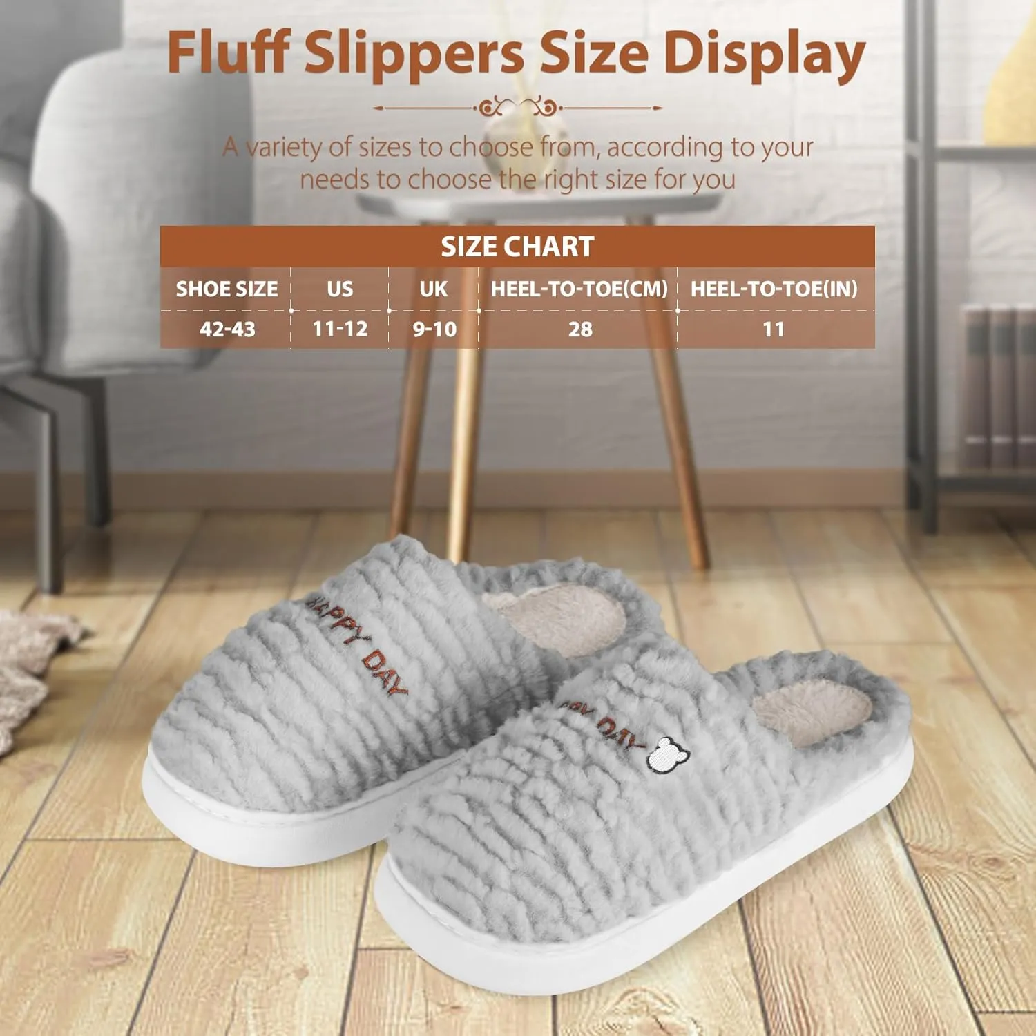 Slippers for Women-Fuzzy Memory Foam Slippers Soft Lightweight Warm Slip On House Slippers,Anti-Skid Cozy Plush for Indoor Outdoor Slipper