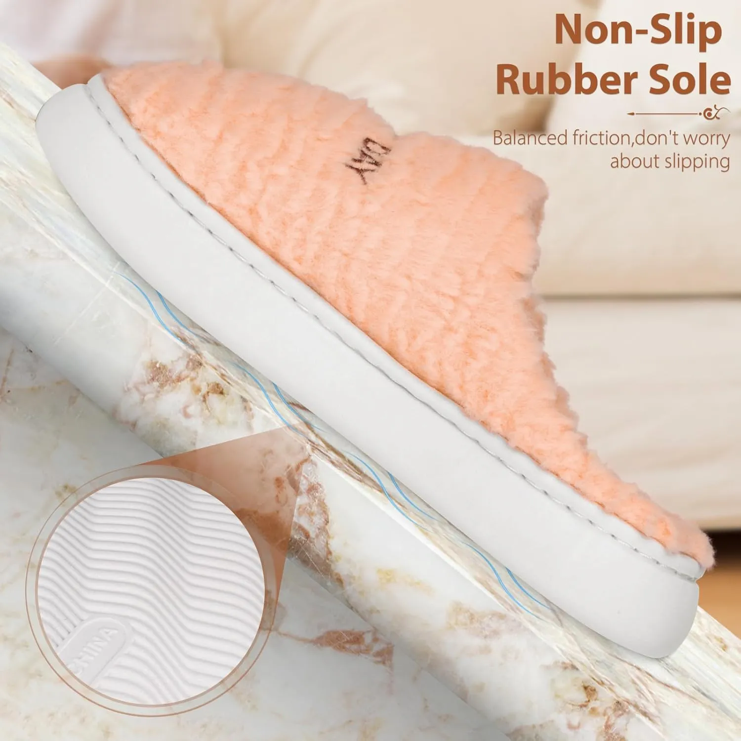 Slippers for Women-Fuzzy Memory Foam Slippers Soft Lightweight Warm Slip On House Slippers,Anti-Skid Cozy Plush for Indoor Outdoor Slipper