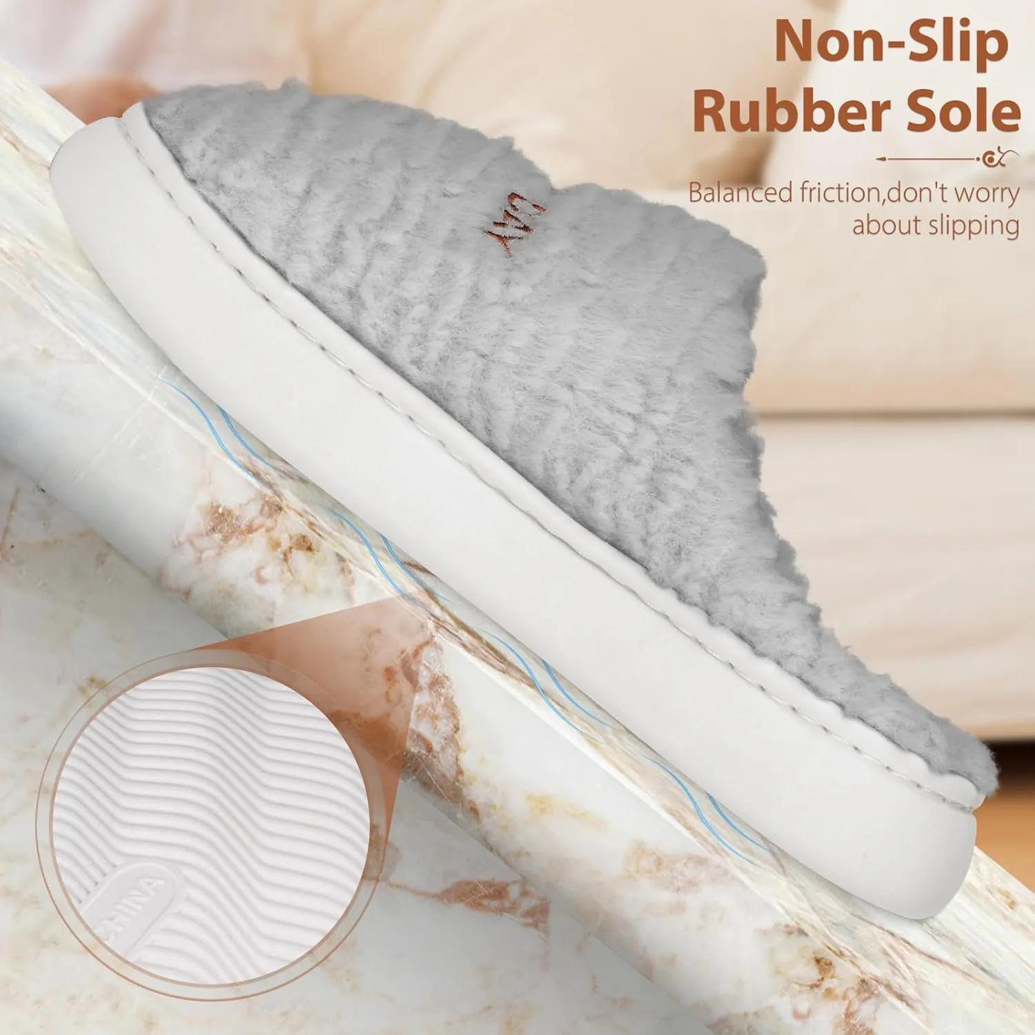 Slippers for Women-Fuzzy Memory Foam Slippers Soft Lightweight Warm Slip On House Slippers,Anti-Skid Cozy Plush for Indoor Outdoor Slipper