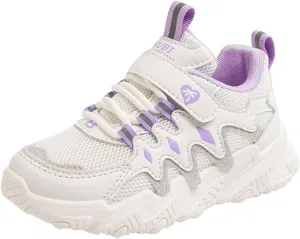 Sneakers for Girls Boys Hook and Loop Non-Slip Athletic Shoes Breathable Mesh Tennis Running Shoes Comfortable Walking Shoes