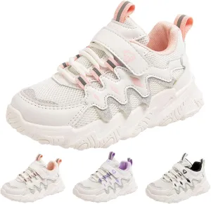 Sneakers for Girls Boys Hook and Loop Non-Slip Athletic Shoes Breathable Mesh Tennis Running Shoes Comfortable Walking Shoes
