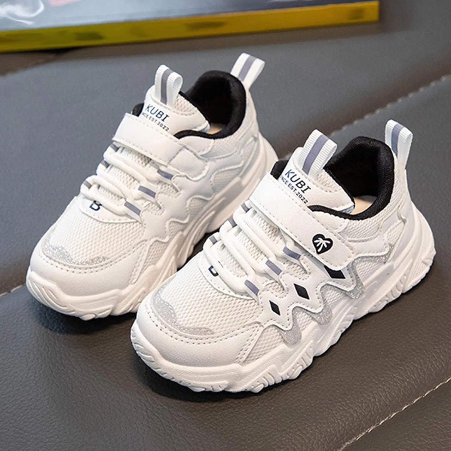 Sneakers for Girls Boys Hook and Loop Non-Slip Athletic Shoes Breathable Mesh Tennis Running Shoes Comfortable Walking Shoes