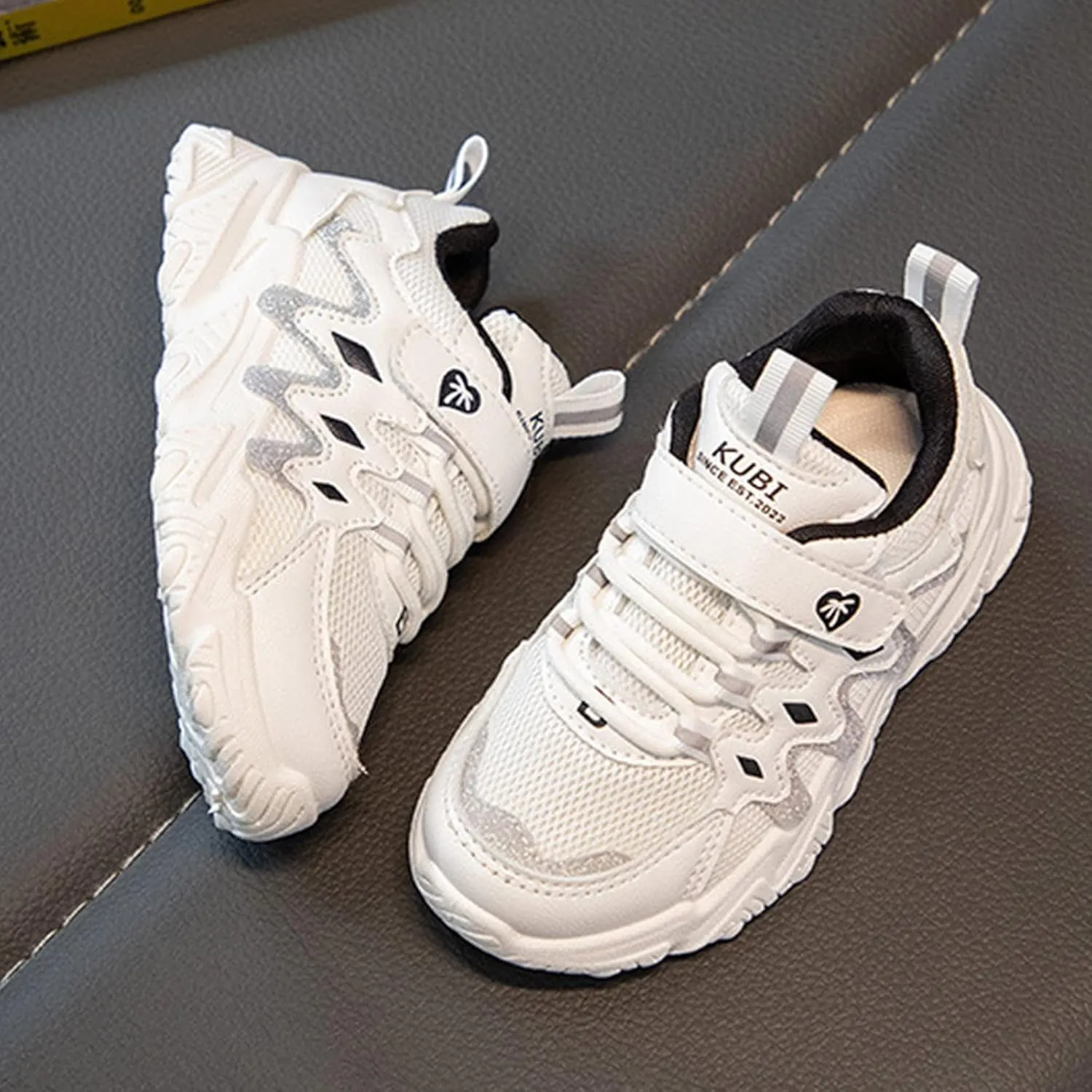 Sneakers for Girls Boys Hook and Loop Non-Slip Athletic Shoes Breathable Mesh Tennis Running Shoes Comfortable Walking Shoes