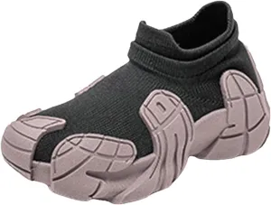 Sneakers for Girls Elastic Knit Breathable Sneakers Kids Lightweight Non Slip Sneakers Outdoor Running Athletic Shoes