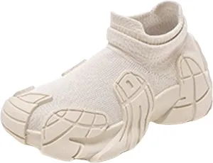 Sneakers for Girls Elastic Knit Breathable Sneakers Kids Lightweight Non Slip Sneakers Outdoor Running Athletic Shoes
