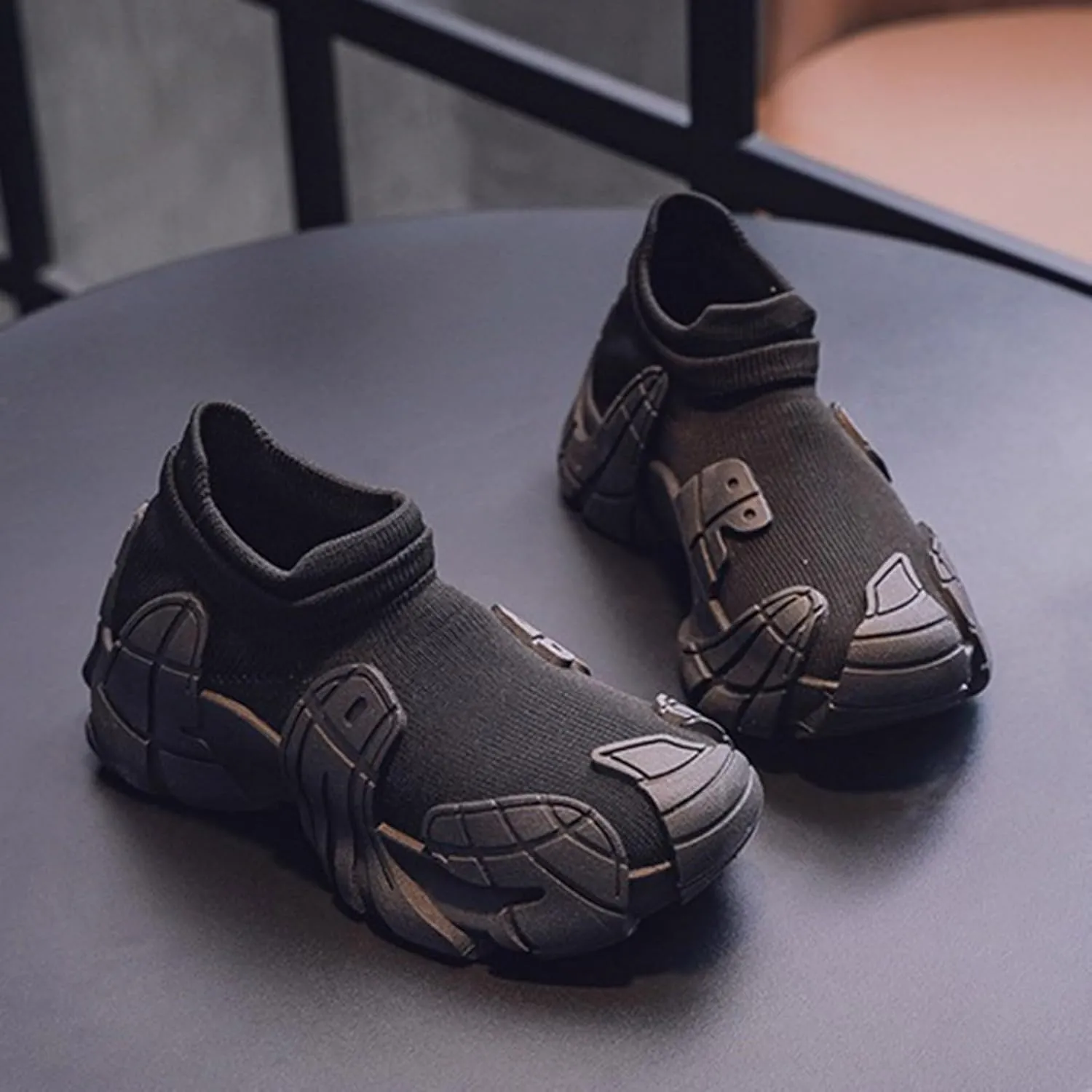 Sneakers for Girls Elastic Knit Breathable Sneakers Kids Lightweight Non Slip Sneakers Outdoor Running Athletic Shoes