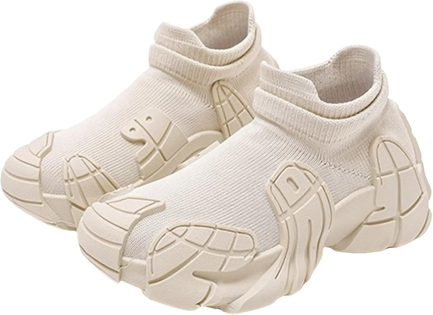 Sneakers for Girls Elastic Knit Breathable Sneakers Kids Lightweight Non Slip Sneakers Outdoor Running Athletic Shoes