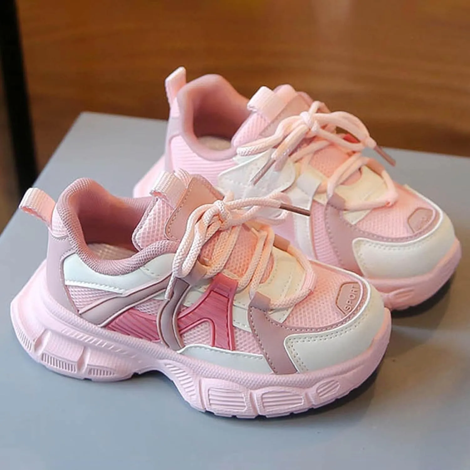 Sneakers for Girls Fashion Tennis Sports Sneaker Kids Lightweight Comfortable Breathable Lace-up Running Athletic Shoes