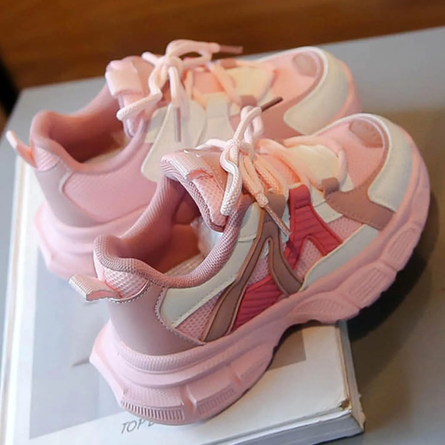Sneakers for Girls Fashion Tennis Sports Sneaker Kids Lightweight Comfortable Breathable Lace-up Running Athletic Shoes