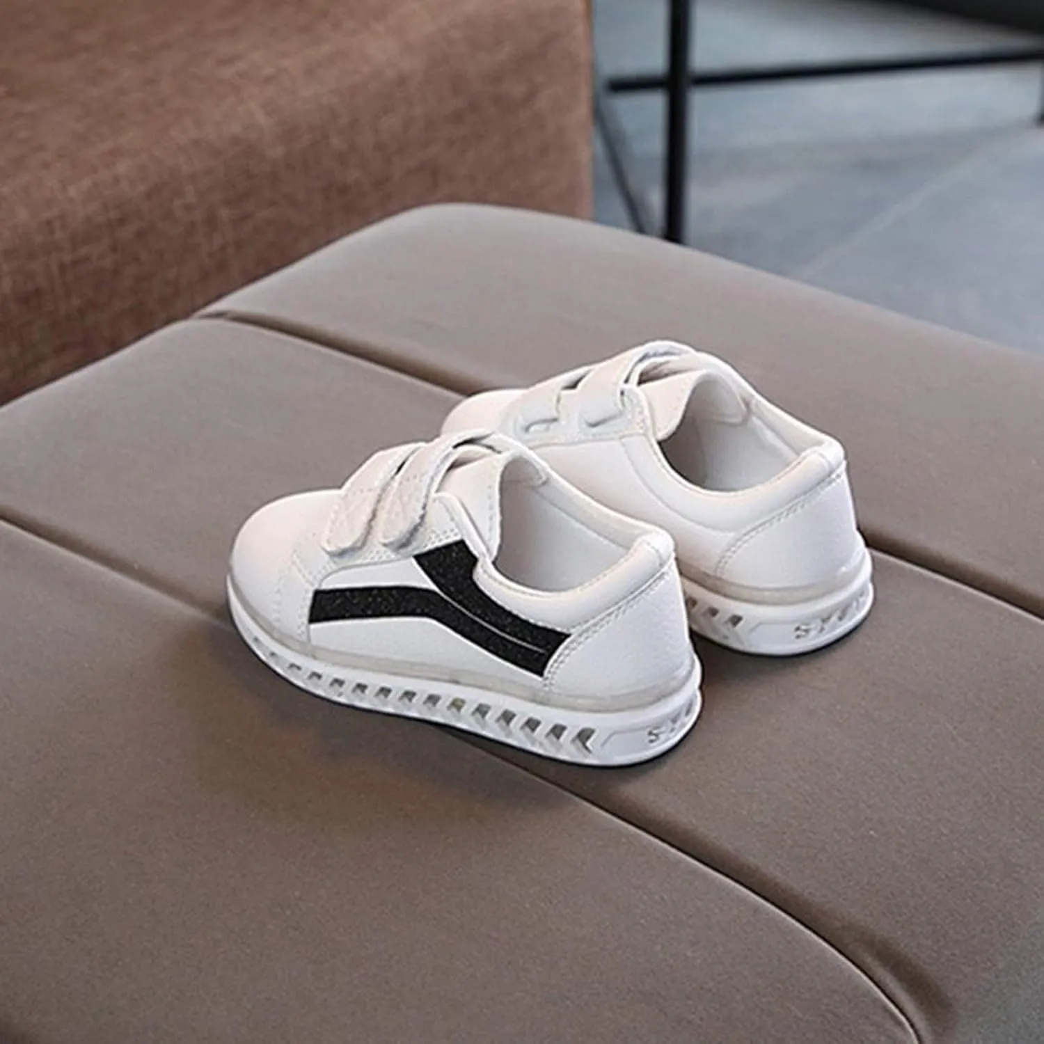 Sneakers for Girls LED Light Flashing Shoes with Hook and Loop Breathable Sports Running Walking Athletic Shoes for Kids