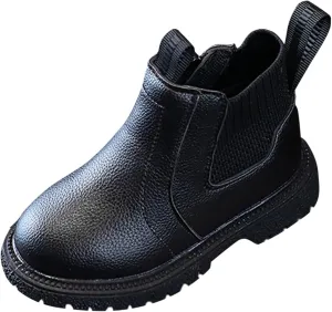 Solid Color Shoes 4 to 12Y Girls Boys Children Ankle Boots Kids Low Heel Booties Fashion Side Zipper Short Flat
