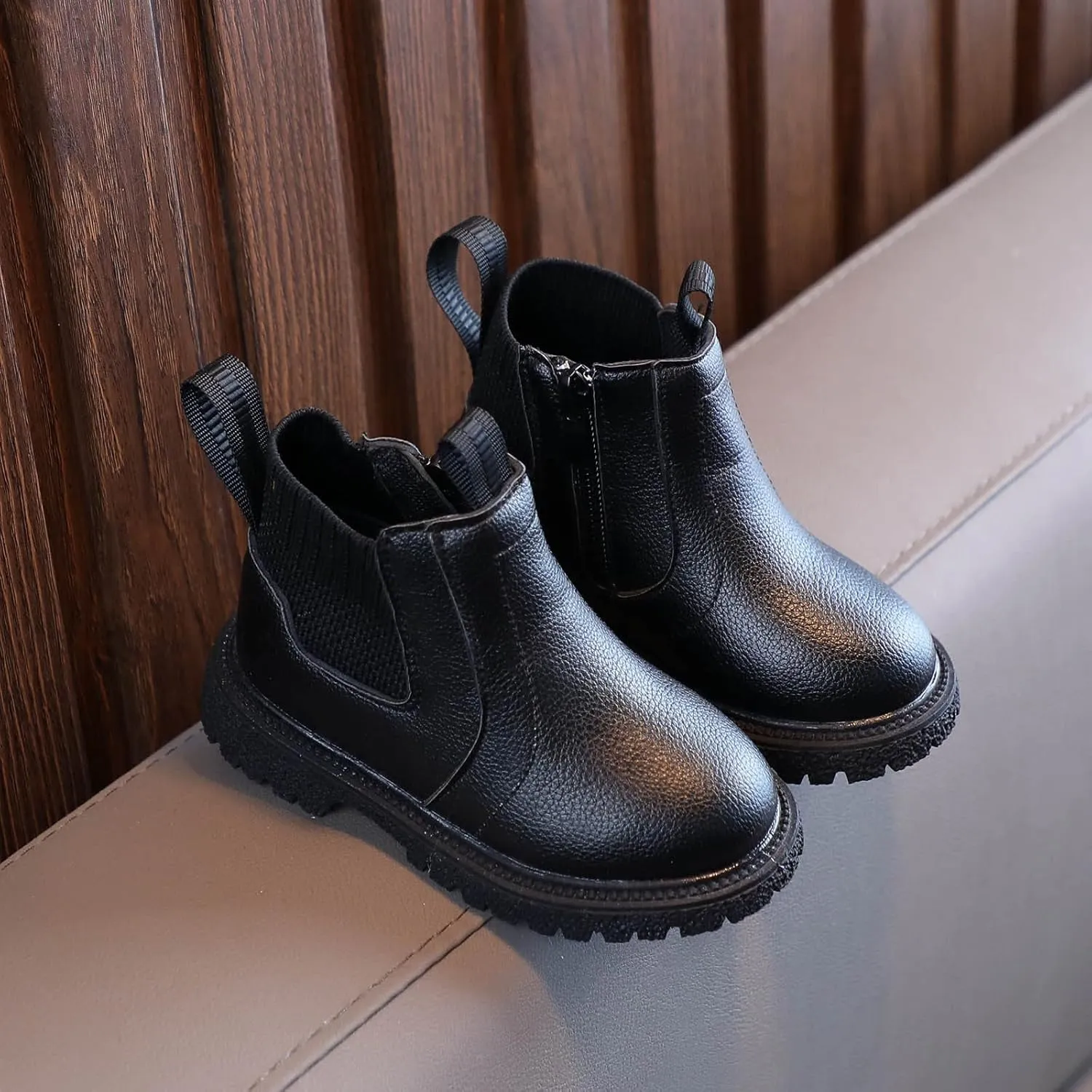 Solid Color Shoes 4 to 12Y Girls Boys Children Ankle Boots Kids Low Heel Booties Fashion Side Zipper Short Flat