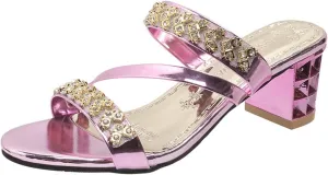 Square Toe Heeled Sandals for Women - Women's Low Block Heels Sandals - Slip on Heeled Sandal Mule- Nude Black Strappy Heels for Party Wedding Dress Shoes