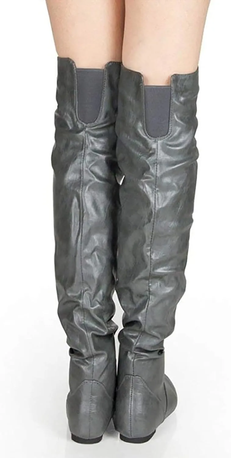Stylish Classic Round Toe Low Heeled Over The Knee Western Boots Round Toe Over The Knee High Womens Tall Dress Boots