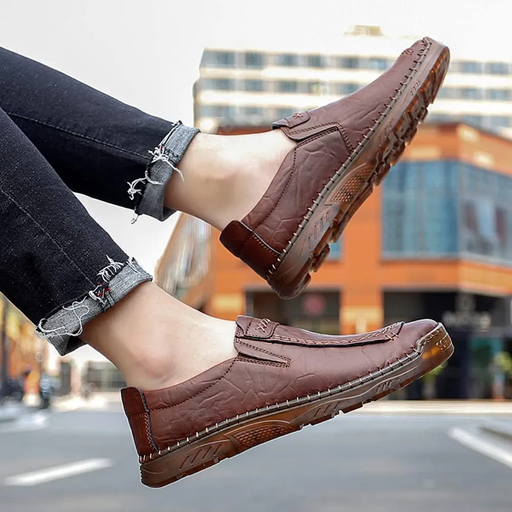 SUKKCCNO Men's Leather Fashion Casual Shoes Driving Shoes Light Flat Shoes Leather Casual Boat Shoes Walking Shoes