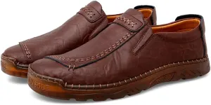 SUKKCCNO Men's Leather Fashion Casual Shoes Driving Shoes Light Flat Shoes Leather Casual Boat Shoes Walking Shoes