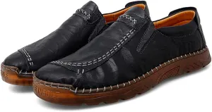 SUKKCCNO Men's Leather Fashion Casual Shoes Driving Shoes Light Flat Shoes Leather Casual Boat Shoes Walking Shoes