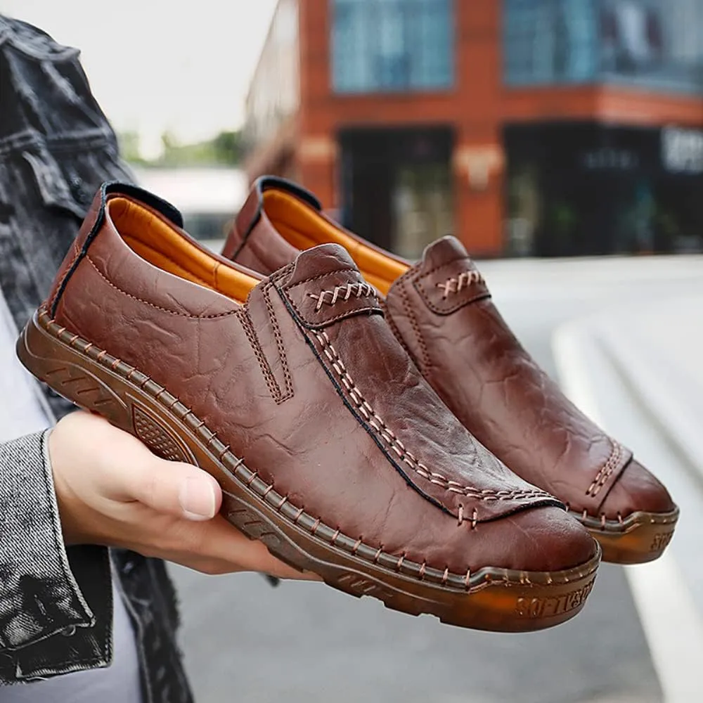SUKKCCNO Men's Leather Fashion Casual Shoes Driving Shoes Light Flat Shoes Leather Casual Boat Shoes Walking Shoes