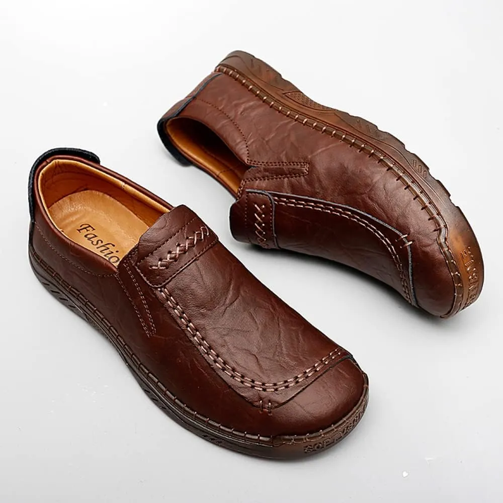 SUKKCCNO Men's Leather Fashion Casual Shoes Driving Shoes Light Flat Shoes Leather Casual Boat Shoes Walking Shoes