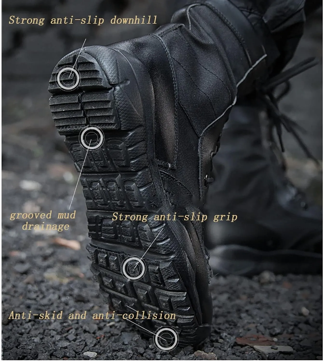 Tactical Combat Boots, Spring Summer High Top Breathable Men's Outdoor Waterproof and Shock-Absorbing Combat Boots, for Wear-Resistant Non-Slip Training Boots