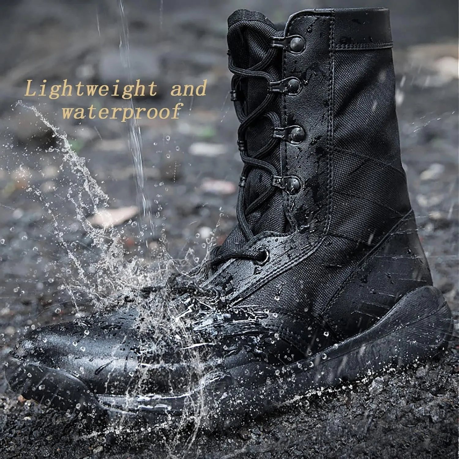 Tactical Combat Boots, Spring Summer High Top Breathable Men's Outdoor Waterproof and Shock-Absorbing Combat Boots, for Wear-Resistant Non-Slip Training Boots