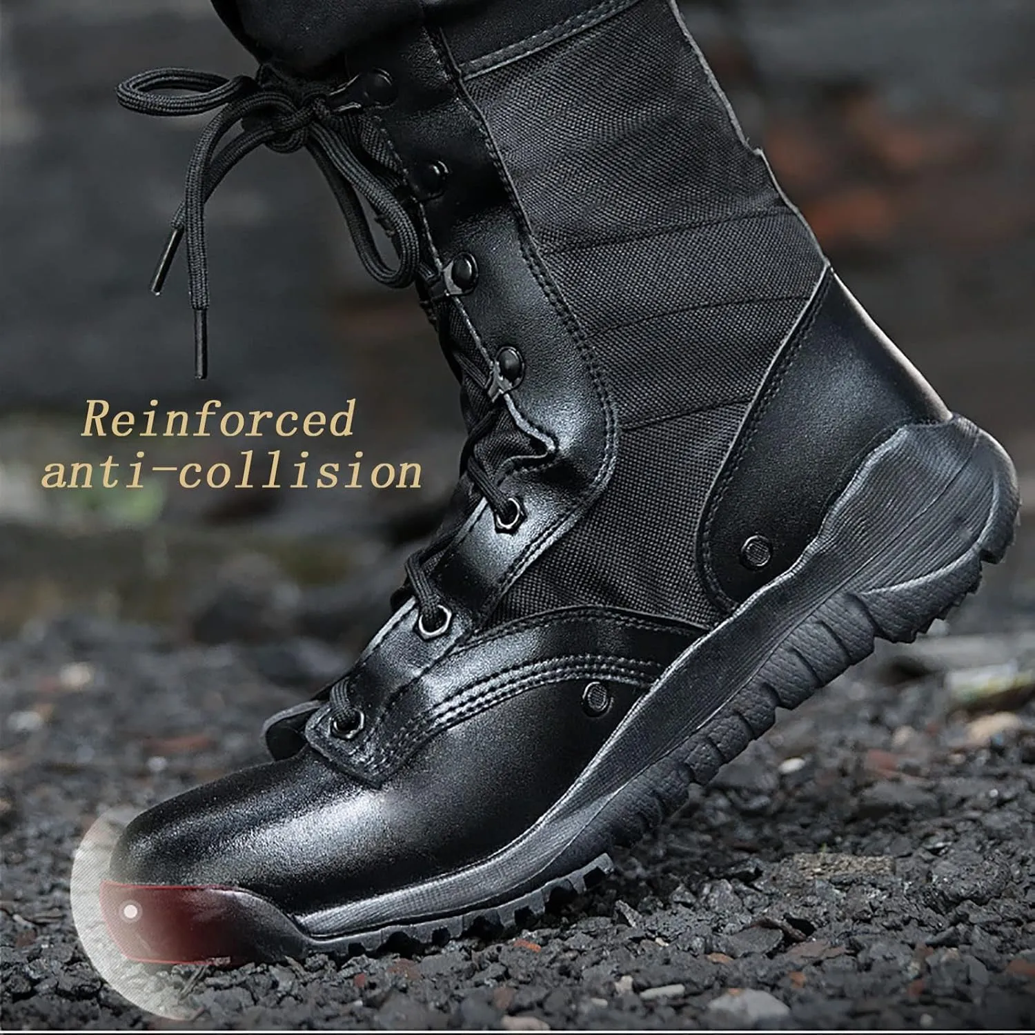 Tactical Combat Boots, Spring Summer High Top Breathable Men's Outdoor Waterproof and Shock-Absorbing Combat Boots, for Wear-Resistant Non-Slip Training Boots