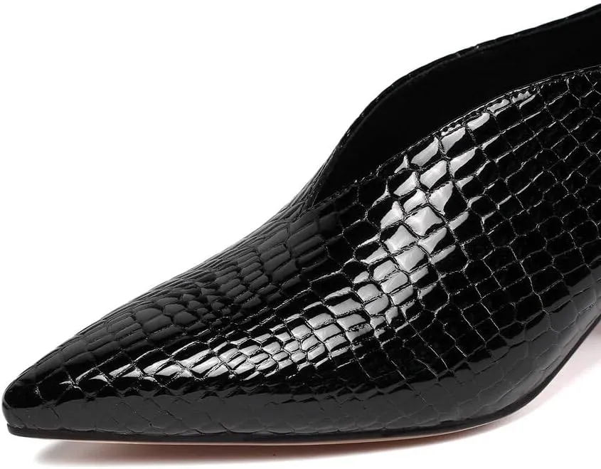 TinaCus Handmade Women's Patent Leather Slip On Printed Snakeskin Casual Shoes