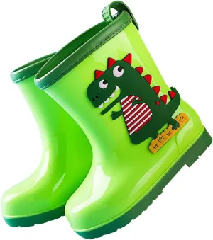 Toddler Dinosaur Rain Boots Waterproof Rubber Boots Kids Rainboots for Girls Boys Outdoor Non Slip Toddler Water Shoes