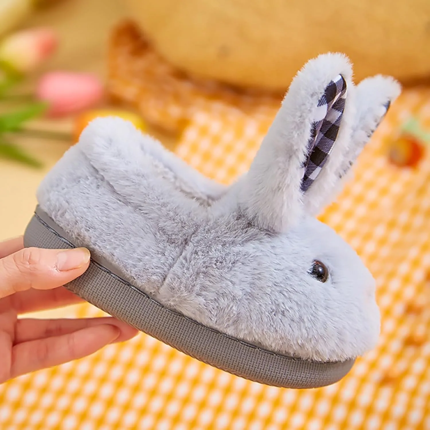Toddler Girls Boys Home Slippers Fuzzy Warm Winter Indoor Bunny Slipper Kids Flat Lightweight Plush Shoes