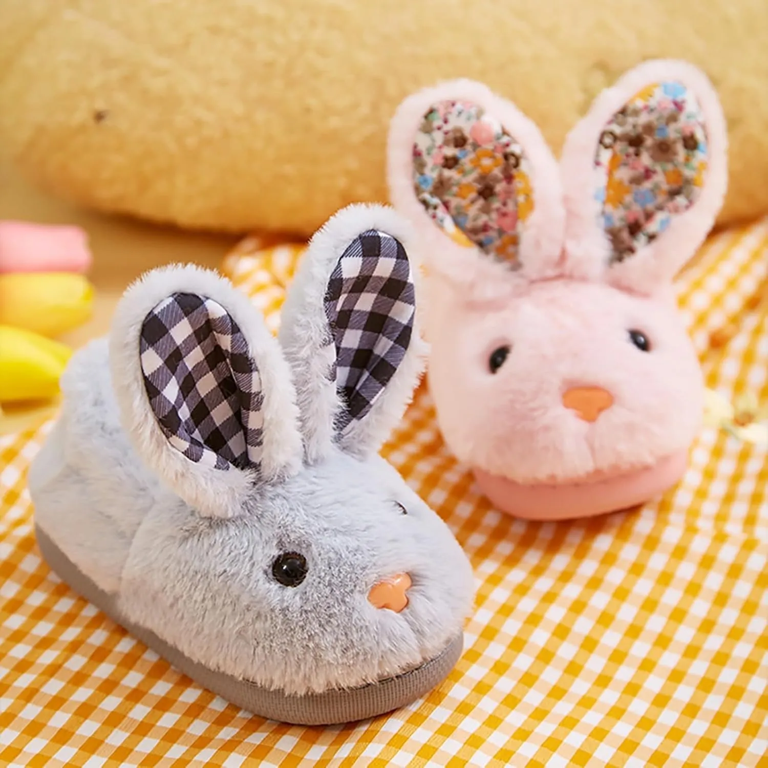 Toddler Girls Boys Home Slippers Fuzzy Warm Winter Indoor Bunny Slipper Kids Flat Lightweight Plush Shoes