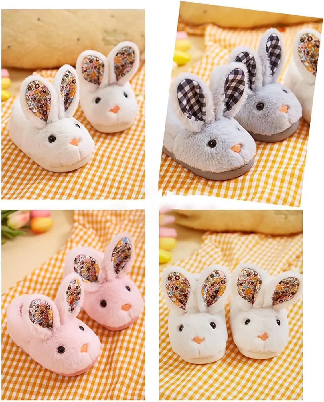 Toddler Girls Boys Home Slippers Fuzzy Warm Winter Indoor Bunny Slipper Kids Flat Lightweight Plush Shoes