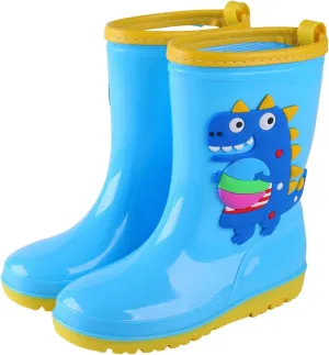 Toddler Rain Boots Waterproof Mud Boots Kids Mid Calf Water Shoes Boys Girls Rubber Rainboots Slip On Ankle Boots