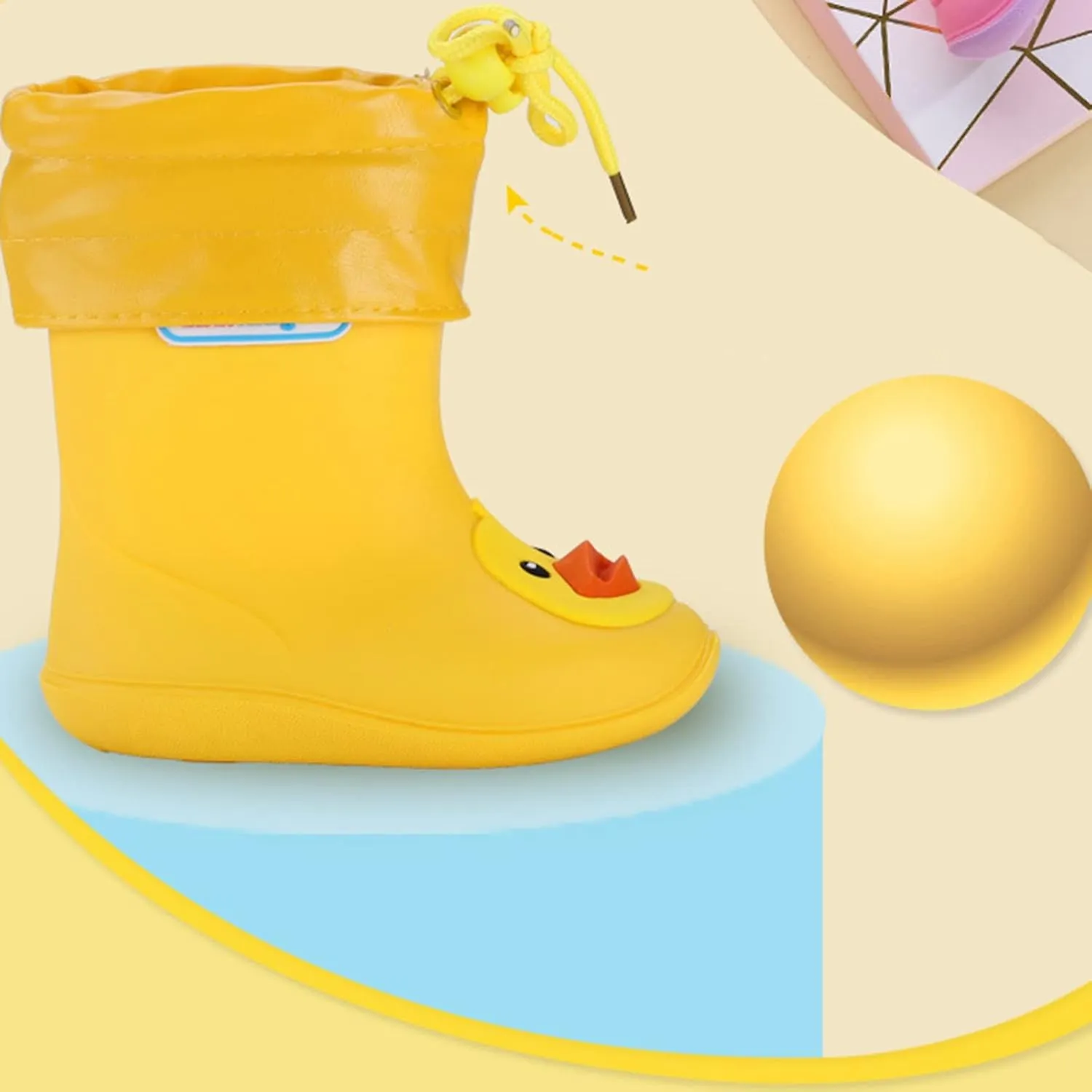 Toddler Rain Boots Waterproof Rainboots Outdoor Boys Girls Cute Water Shoes Non-Slip Rubber Mud Boots Toddler Shoes