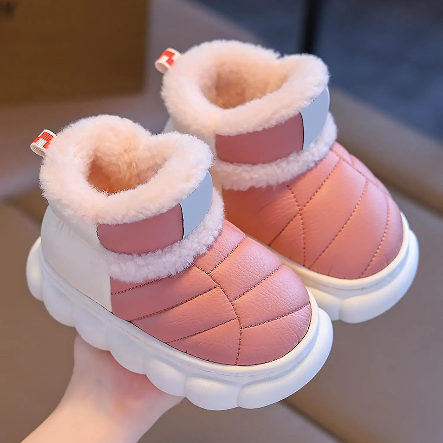 Toddler Snow Ankle Boots for Girls Cozy Plush Lined Boots Newborn Infant Soft Cozy Shoes Warm Non Slip Shoes