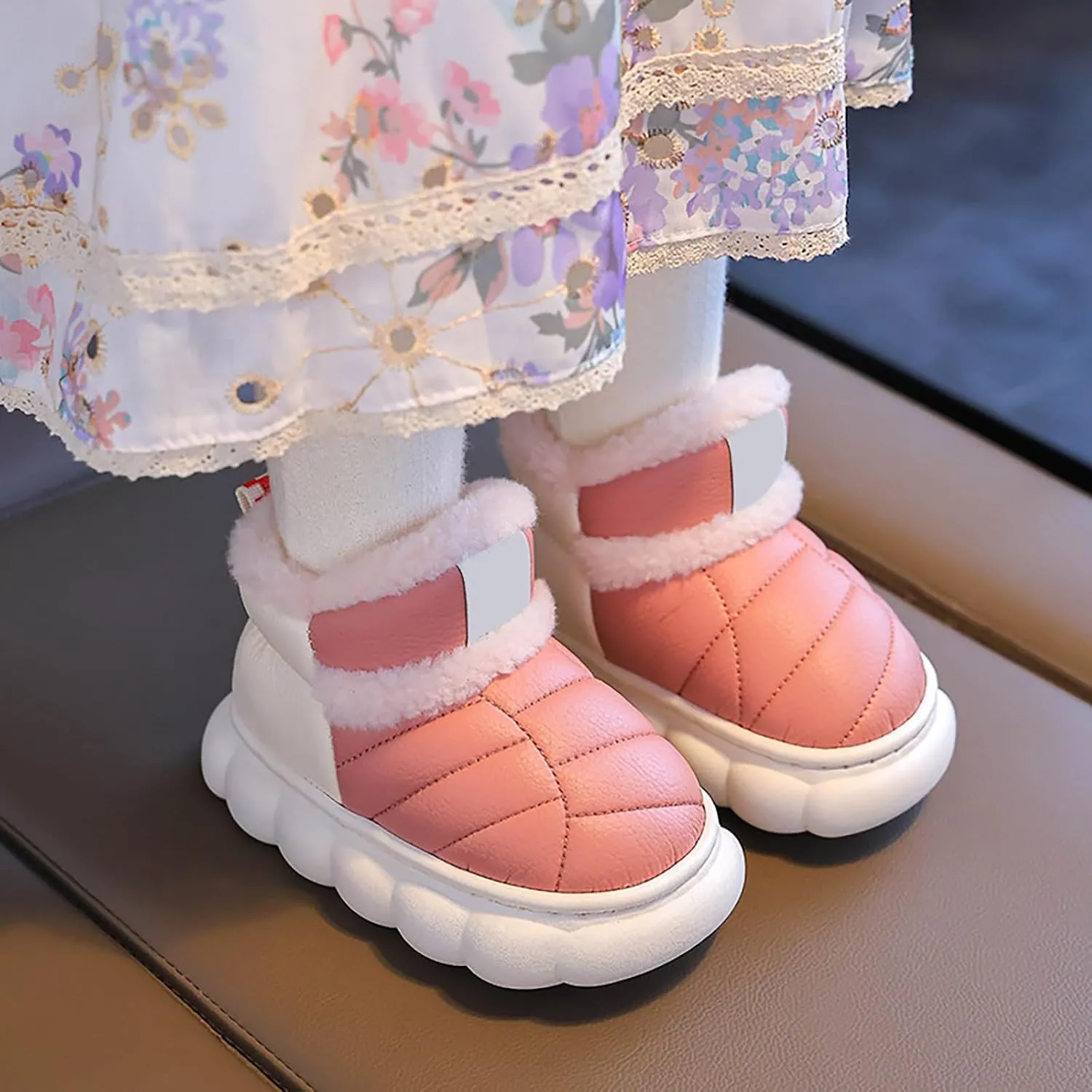 Toddler Snow Ankle Boots for Girls Cozy Plush Lined Boots Newborn Infant Soft Cozy Shoes Warm Non Slip Shoes