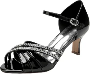 Wedding Shoes Bride High Heel Womens Strappy Heeled Sandal Rhinestones Low Heel Formal Prom Party Dress Shoes 6.5Cm