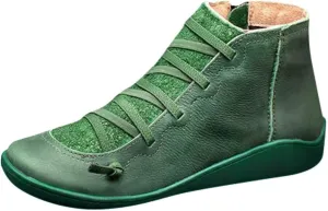 Wide Width Boots for Women Lightweight Lace Up Casual Sneaker Comfy Orthopedic Arch Support Walking Work Outdoor Hiking Ankle Boots