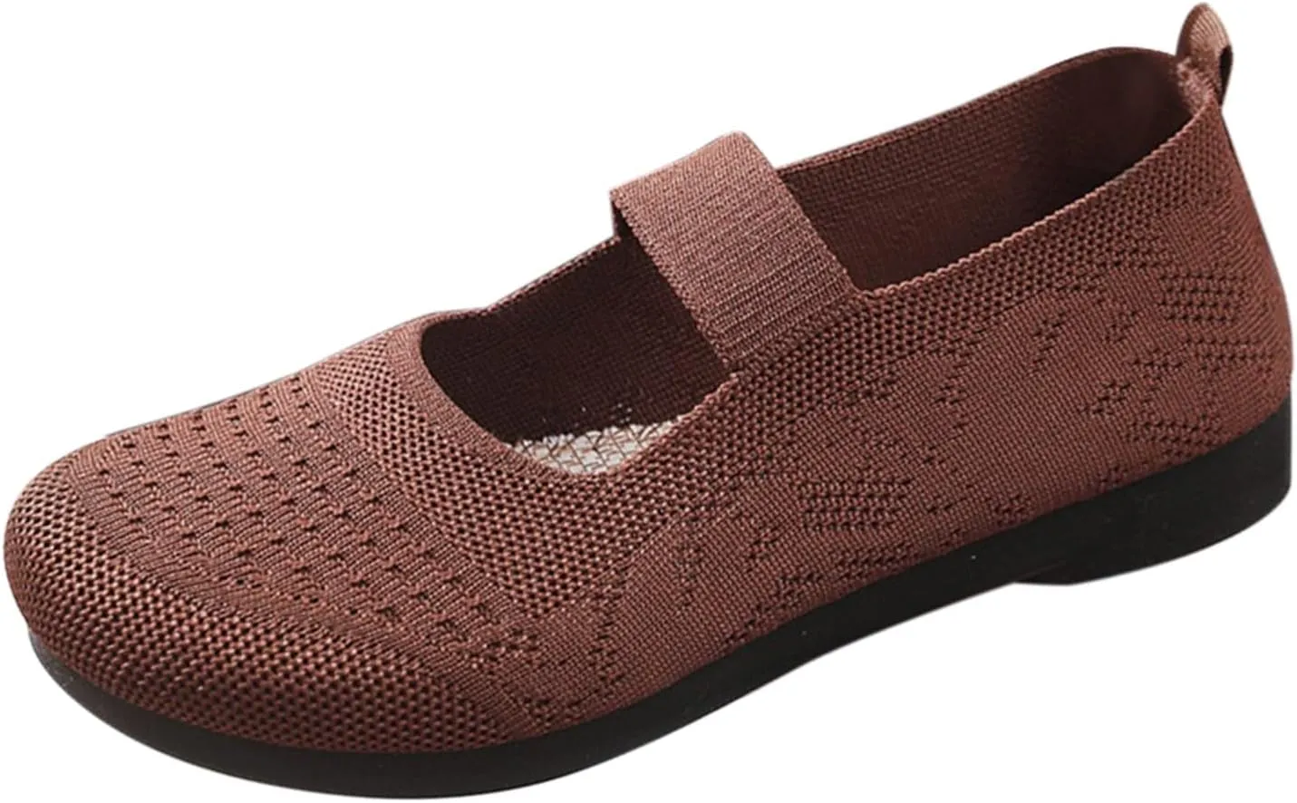 Women Mary Jane Flat Shoes Slip on Washable Knit Casual Flat𝐬 Wide Toe Box Comofortable Ballet Flat with Adjustable Straps