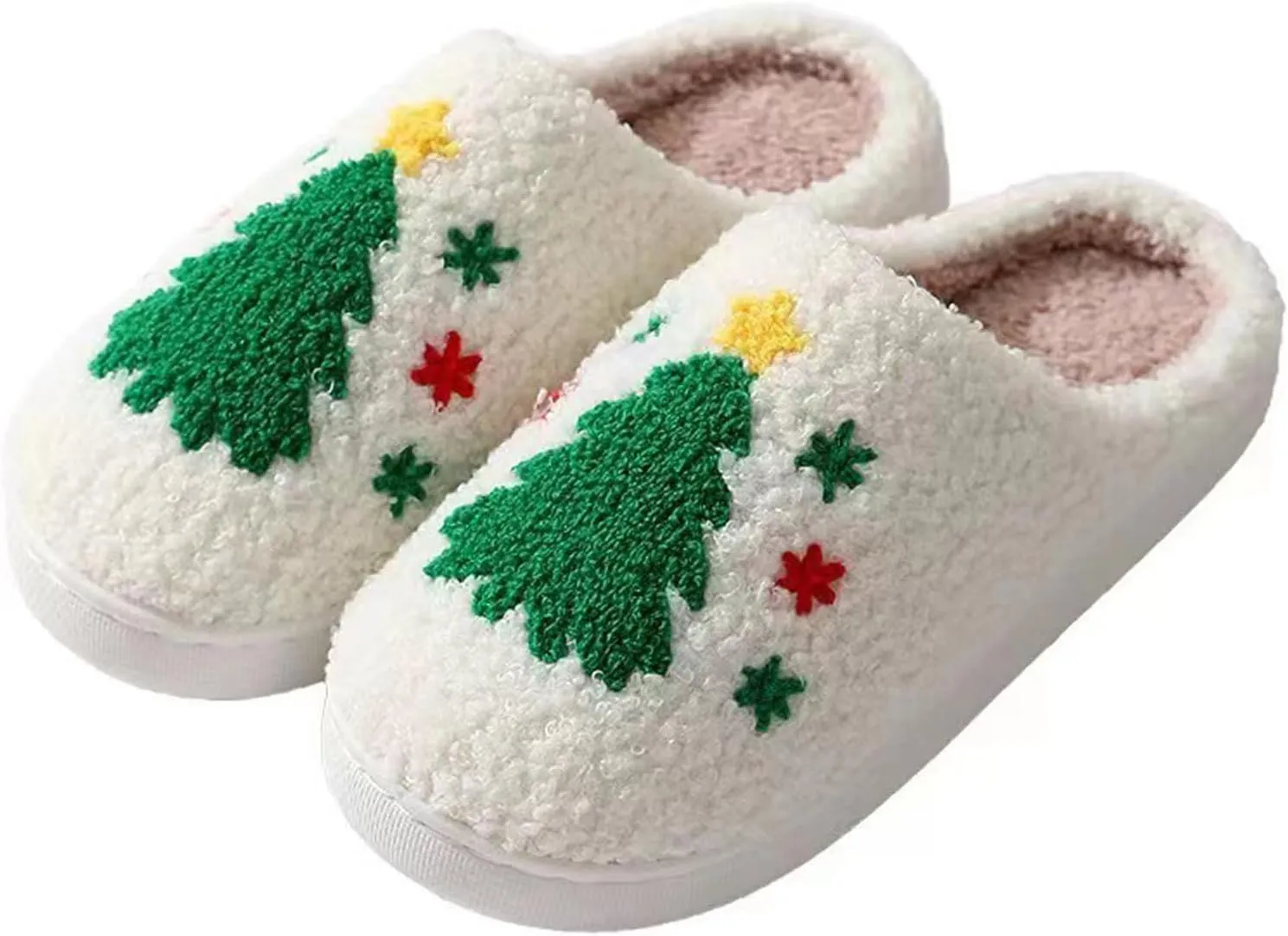 Women Men Cute Christmas Slippers, Indoor Soft Cozy Plush House Slippers, Winter Reindeer Slip-on Slippers, Slides Fluffy Warm Fleece Slippers, Couple Cute Plush Fleece Soft Shoes